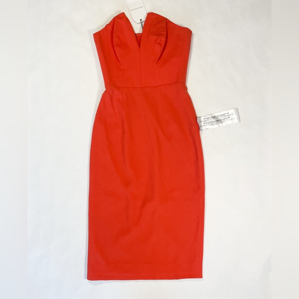 NWT Dress The Population Bright Coral Strapless Midi Dress XS